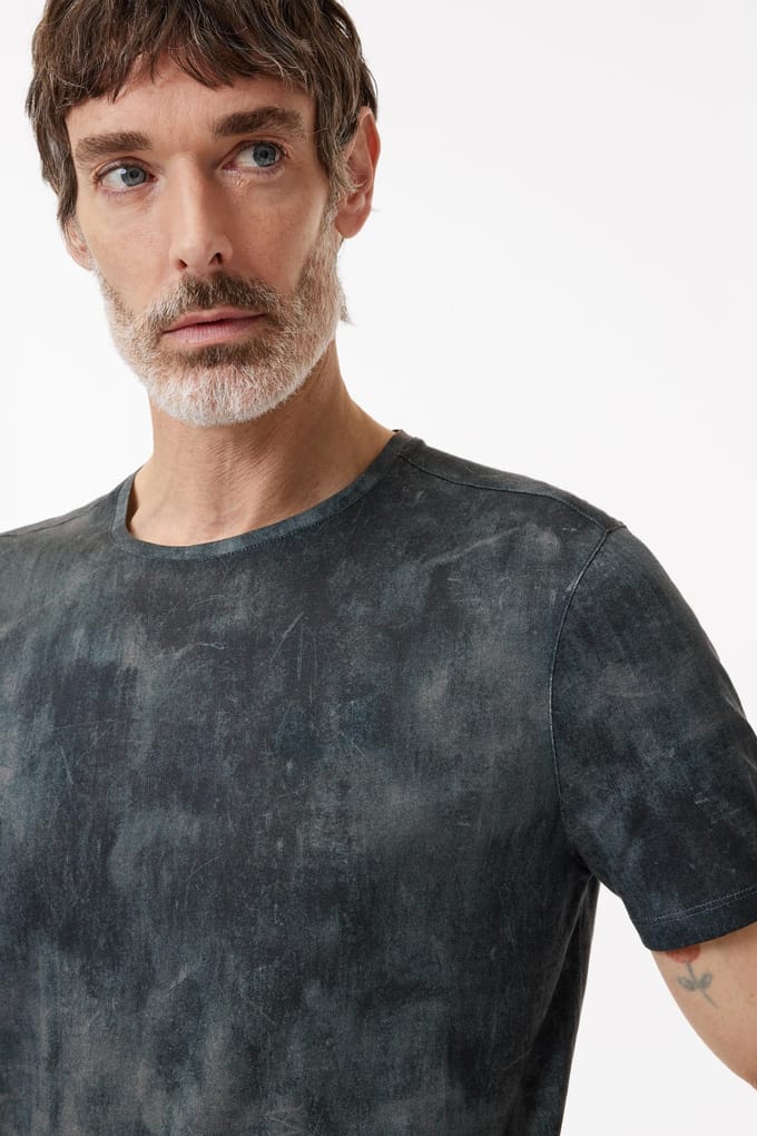 John Varvatos Patino Regular Fit Ss Crew With Digital Lake Blue Größe: S | Basic T-Shirts Outlet | Herren | Blau