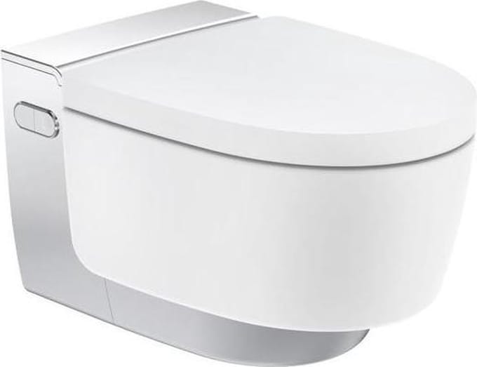 Geberit AquaClean Mera Classic Douche WC - geurafzuiging - warme luchtdroging - ladydouche - softclose - glans/chroom afdekplaatje - glans wit