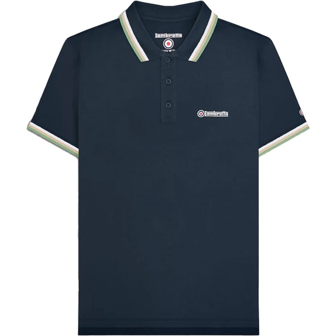 Lambretta Heren SS25 Triple Tipped Poloshirt (Marine/Wit/Stone/Basil)