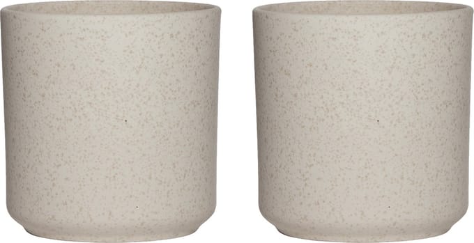 Hakbijl Plantenpot/bloempot Cindy - 2x - wit - keramiek - cilinder - D17 x H17 cm
