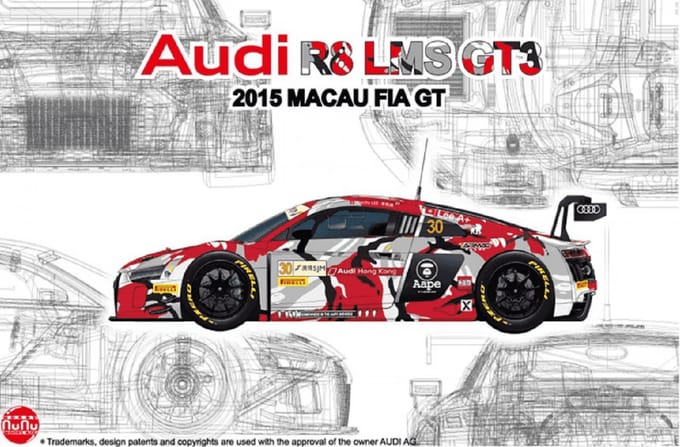 NuNu Modelbouwpakket Auto - 24028 Audi Hong Kong R8 2015 Macau GT Plastic - 1:24 - Modelbouw