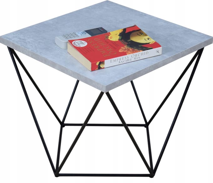 FutuStal 2K40 Serie - Salontafel - 40x40 cm - Zwart Dradenframe - Betonlook Blad