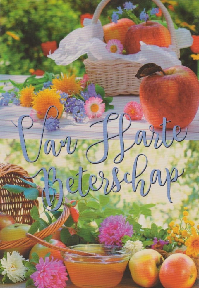 Wenskaart Van Harte Beterschap - Dubbele kaart met envelop - Gratis verzonden - D4496/187