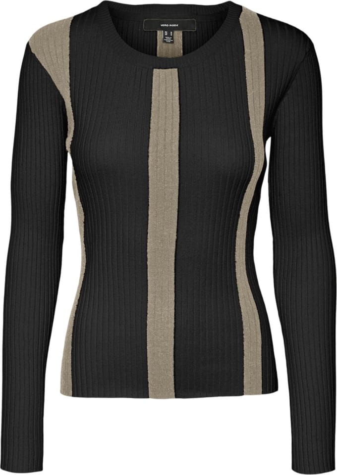 Vero Moda Trui Vmgold New Rib Ls O-neck Pullover 10311391 Black/w.silver Dames Maat - S