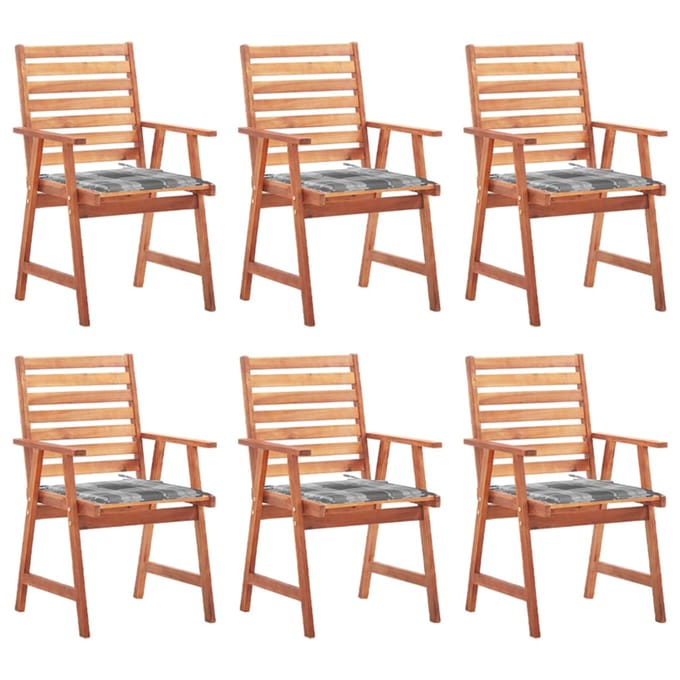 vidaXL - Tuinstoelen - 6 - st - met - kussens - massief - acaciahout
