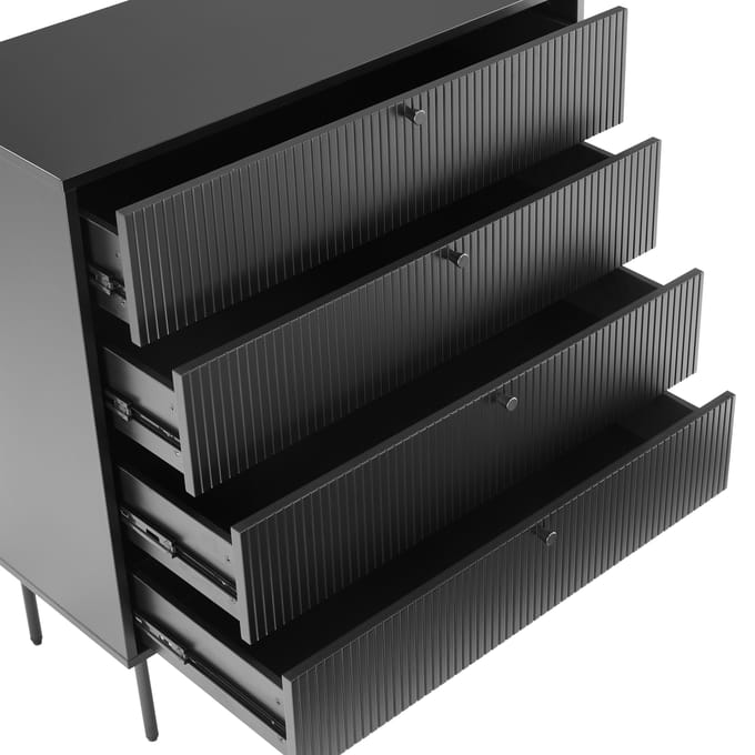 Ladekast KARBY K 90x40x95 cm 4 laden zwart hjh LIVING