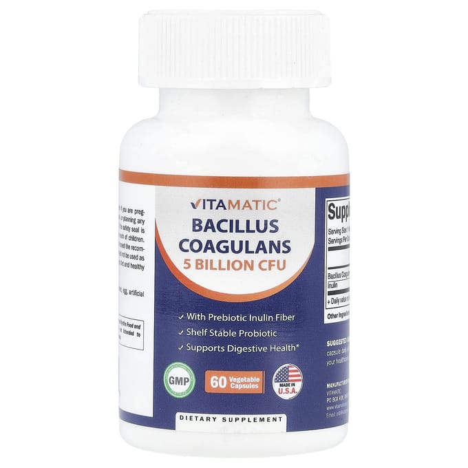 Vitamatic, Bacillus Coagulance, 5 miljard KVE, 60 vegetarische capsules