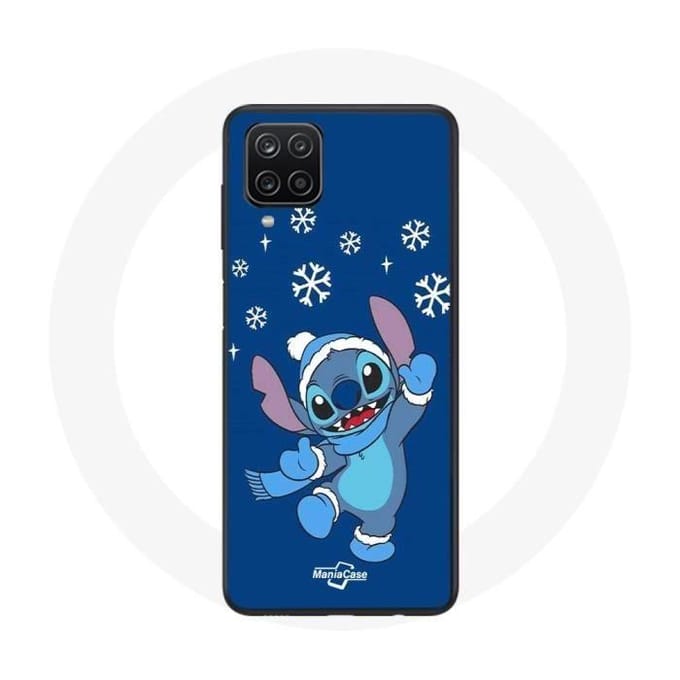 Coque - Maniacase - Samsung Galaxy A12 - Souple - Stitch neige Noël - Bleu bleu