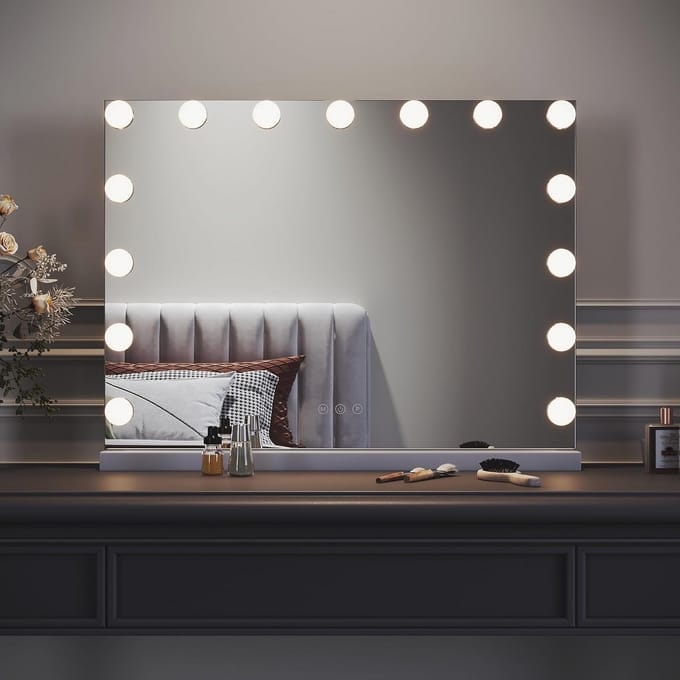 Verlichte Make-Up Spiegel met Dimbare LED Lampen en Touch Bediening