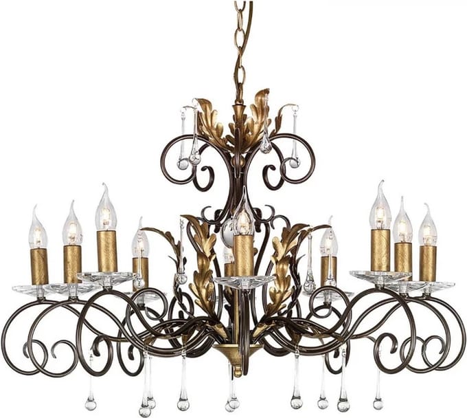 Elstead Lighting LED Kroonluchter | 10X E14 Max 60W | Dimbaar | Bronze with Gold Patina