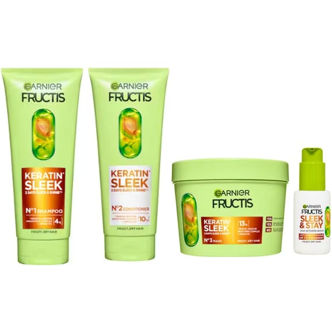 Garnier Keratin Sleek Quartet 200 ml + 200 ml + 370 ml + 50 ml