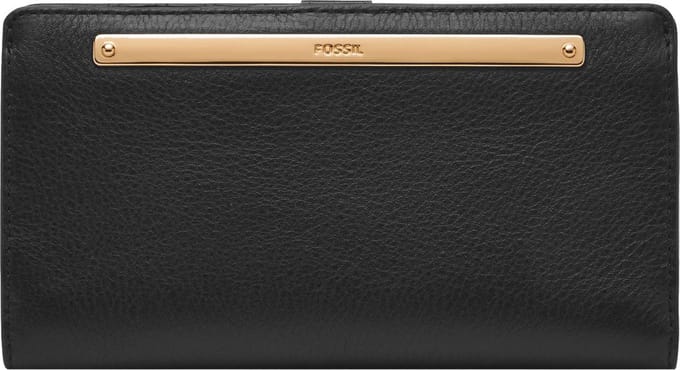 FOSSIL Leren Portemonnee Liza Slim Bifold Wallet Black Zwart
