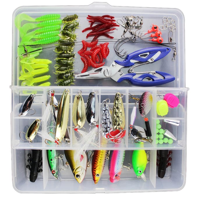 Lixada 101PCS Vislokken Tackle Gemengde Harde Aas Zacht Aas Popper Crankbait VIB Topwater 101 black