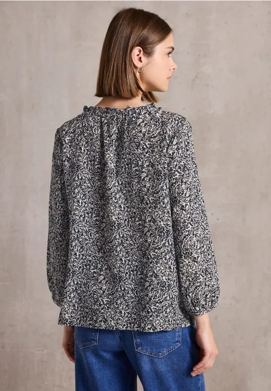 Gedessineerde blouse met ruches