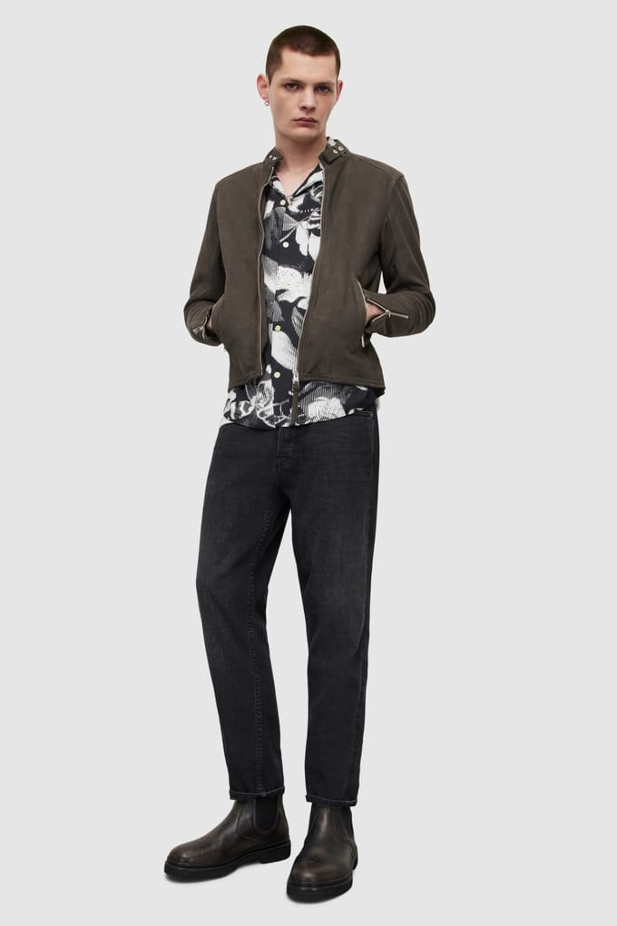 AllSaints Cora Jacket Charcoal Maat: M | Leren Jassen Outlet | Heren | Grijs