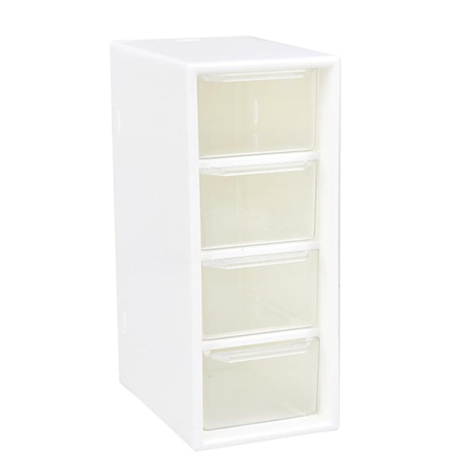 Desktop 4 Lade Opbergorganizer Kleine Stapelbare Transparante Plastic Opbergcontainers Doos voor Thuis white