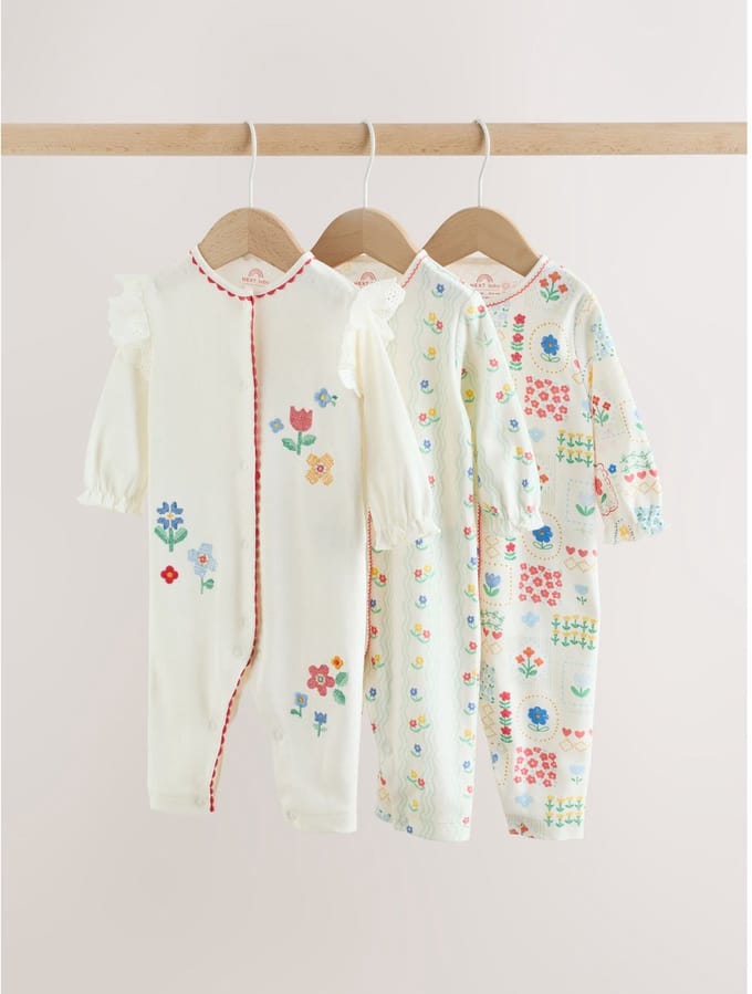 Next - Meisjes - Set van 3 babypyjama's - Crème