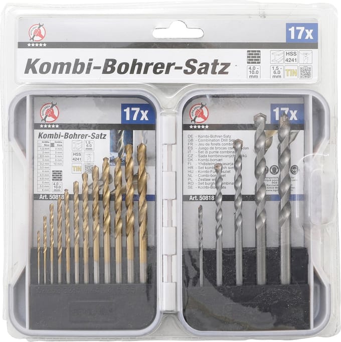 Metaalboren en Steenboren set - 17 delig - 1.5mm - 10mm - BGS50818