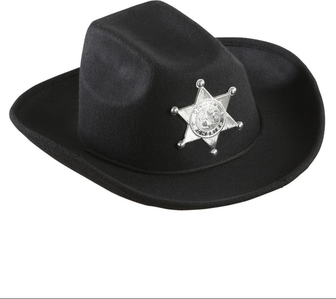 cowboyhoed zwart met sheriff ster kind