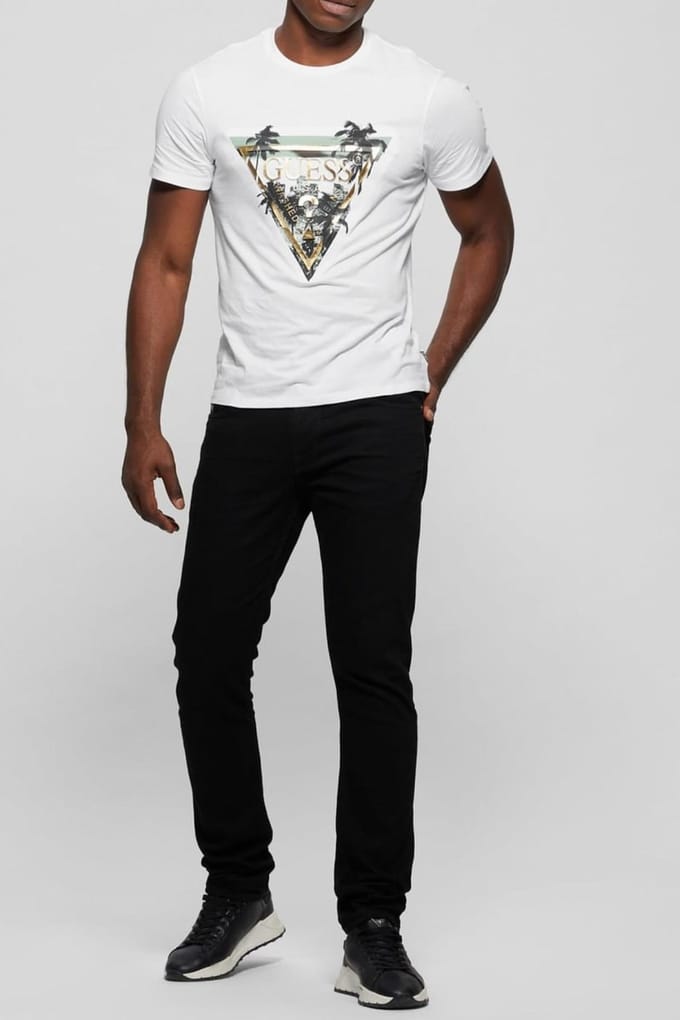 GUESS Ss Bsc  Embosse Pure White Taglia: M | Magliette basic Outlet | Uomo | Bianco