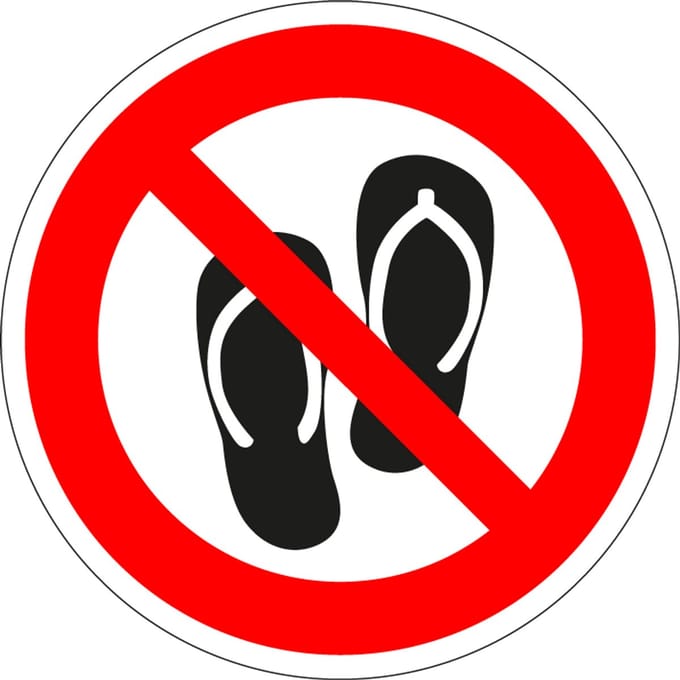 Slippers dragen verboden sticker 150 mm