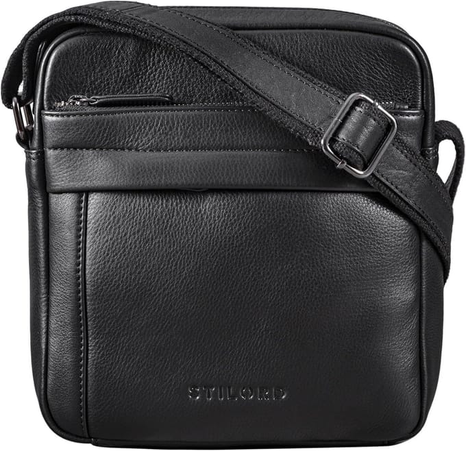 Heren Leren Schoudertas Crossbody Compact Vintage Schoudertas voor Tablet en A5 Documenten