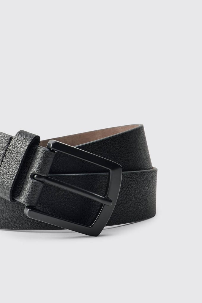 Getextureerde PU Riem in Zwart | Black | Size Medium