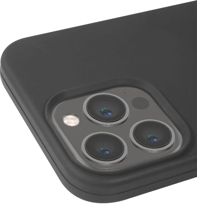 Jaym, Hoesje geschikt voor Apple iPhone 13 Pro - Siliconen MagSafe met Microvezel, Zwart