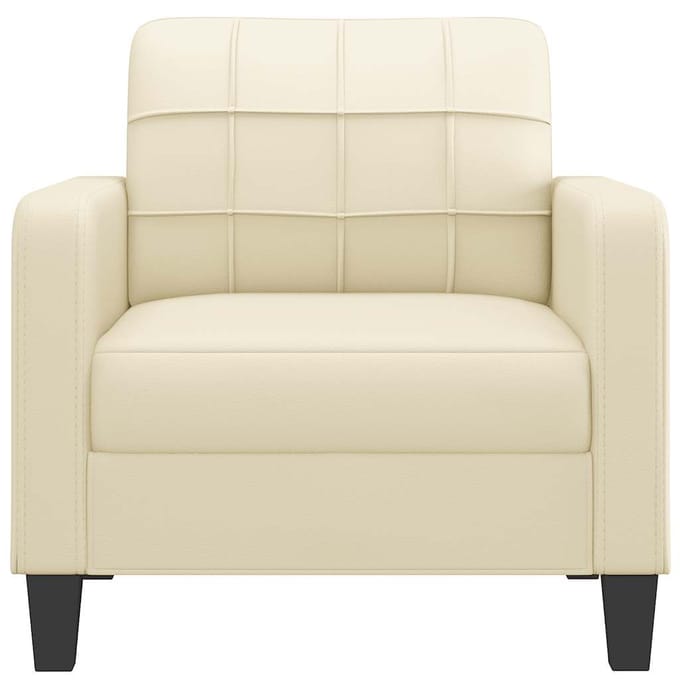 vidaXL - Fauteuil - 60 - cm - kunstleer - crèmekleurig