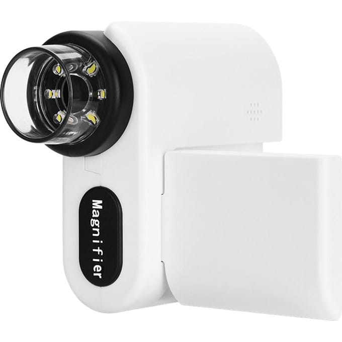 Zakmicroscoop voor kinderen Draagbare microscoop met één lens 2,0 inch LED-scherm 1000 keer wit