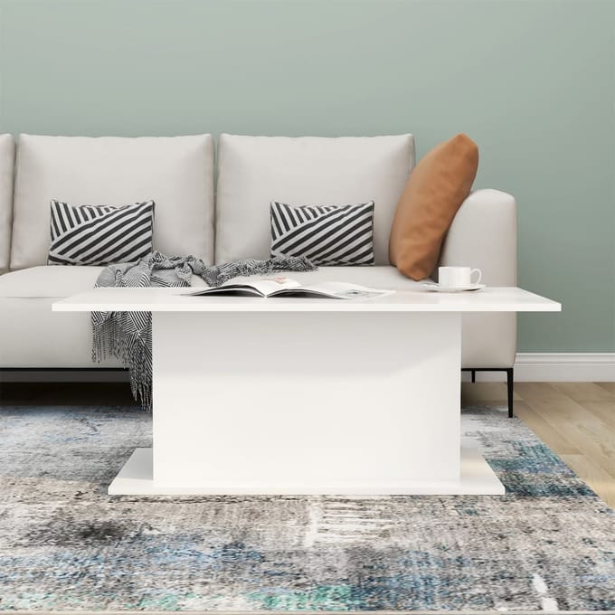 vidaXL - Salontafel - 102x55,5x40 - cm - bewerkt - hout - witr