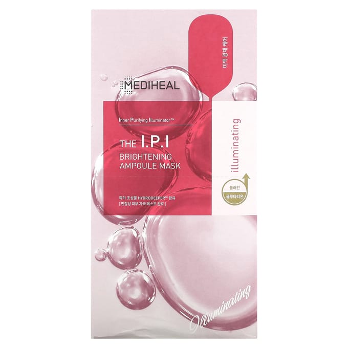 MEDIHEAL, IPI, Brightening Ampoule Beauty Face Mask, 10 sheets, 25ml (0.84fl oz) each white