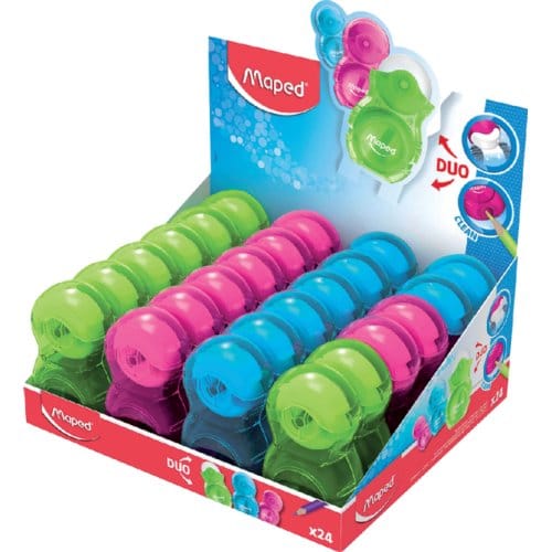 Puntenslijper Maped Loopy 1gaats met gum display á 24 stuks assorti