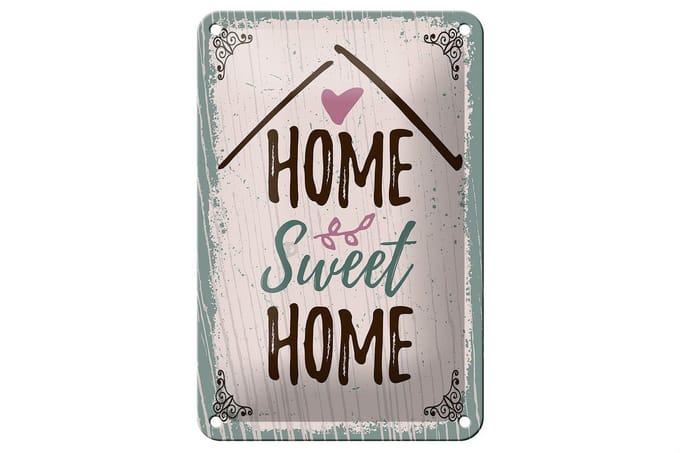 Blechschild Spruch Home sweet home 12x18cm Geschenk Dekoration