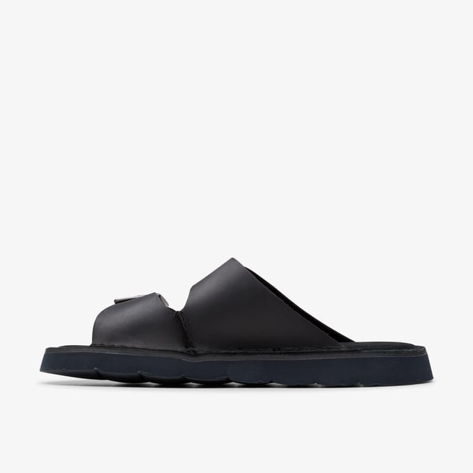Solsbury Strap Zwarte Leren Sandalen