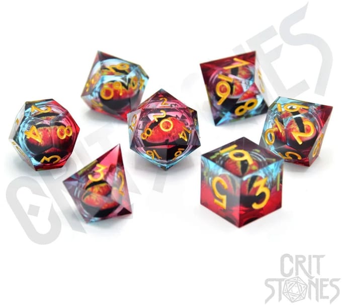 Crit Stones: Chromatic Dragon's Gaze Floating Eye RPG Dice Set