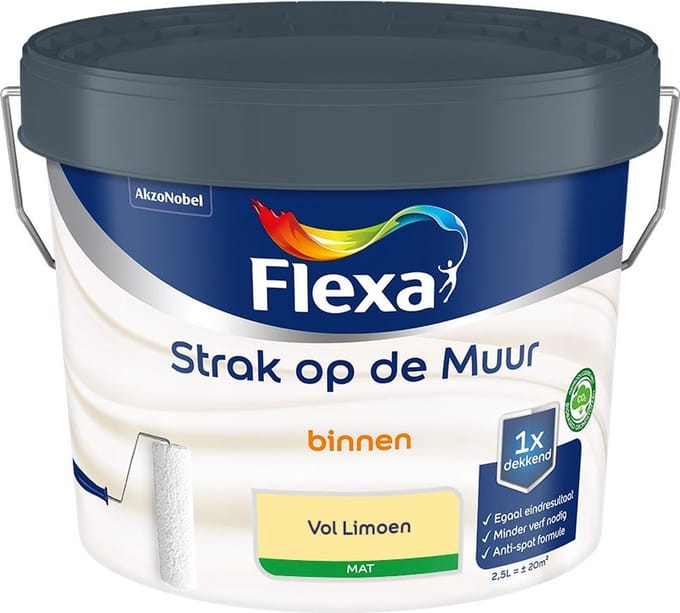 Flexa - Strak Op De Muur Binnen Mat - Vol Limoen - Mengverf - 2,5 L