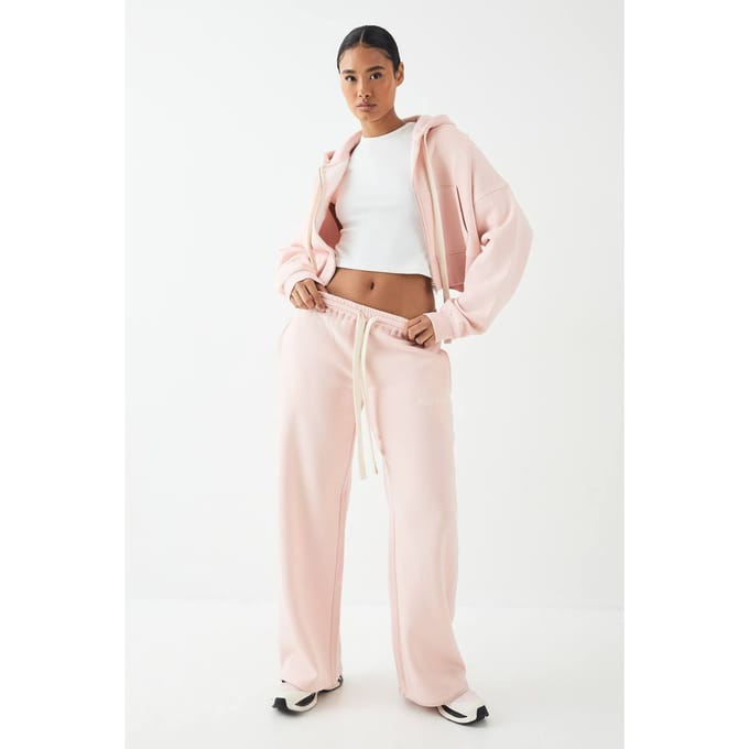 Dames DSGN Studio Contrast Trekkoord Rechte Pijp Jogger | Lichtroze | Maat: XL