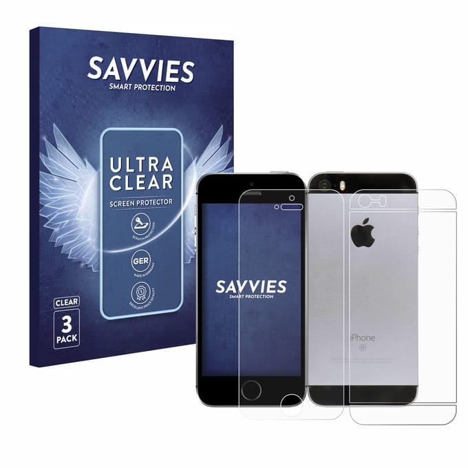 Savvies - Screenprotector voor Apple iPhone SE 2016 (Voor+Achter) - Folie Beschermfolie transparant 6 Stuks
