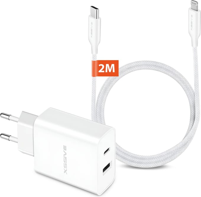 USB C Adapter 2 Poorten met geschikt voor USB-C naar Lightning Kabel 2 Meter