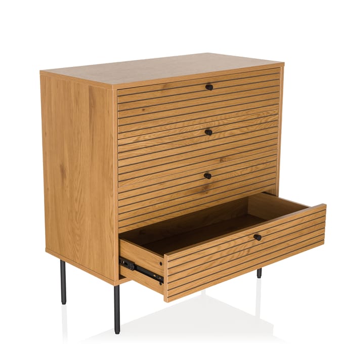 Ladekast LINNO K 80x40x85 cm 4 laden eiken hjh LIVING