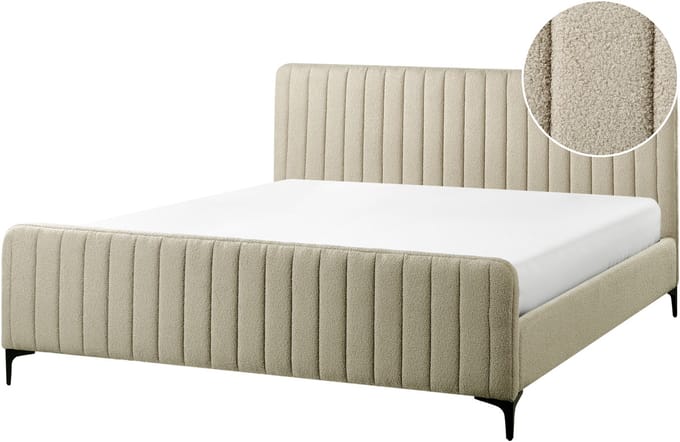 LUNAN - Tweepersoonsbed - Beige - 180 x 200 cm - Bouclé