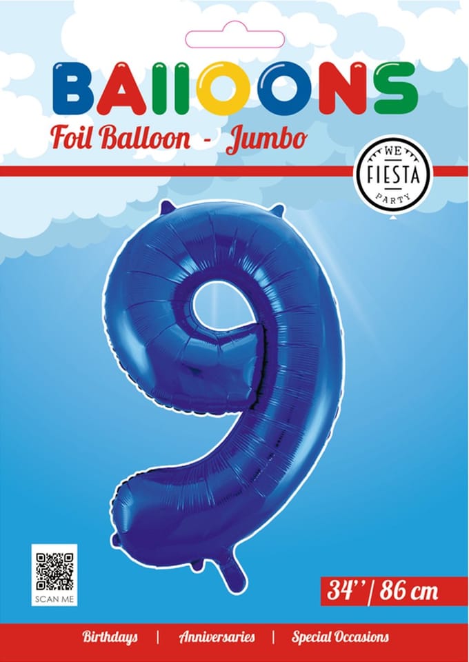 Folieballon 34" nmr. 9 - Blauw