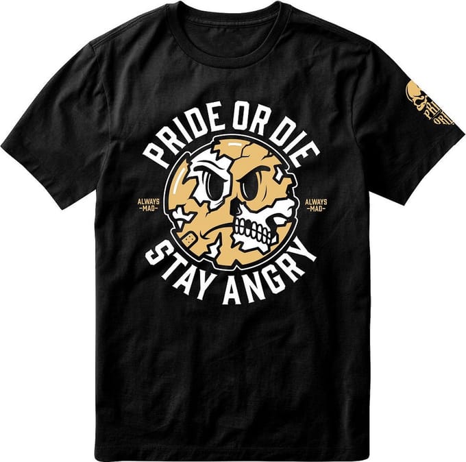 PRiDEorDiE T Shirt Stay Angry Zwart - L