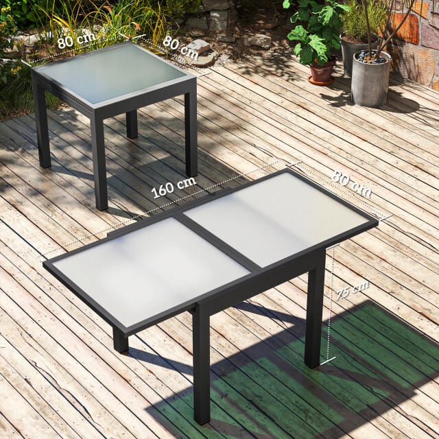 4goodz Tuintafel uitschuifbaar weerbestendig 160×80 cm - zwart