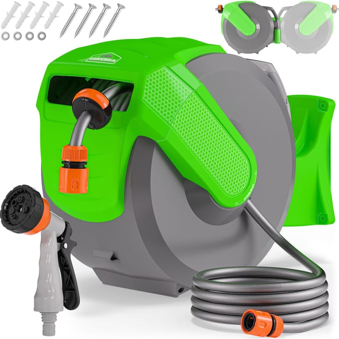 Gardebruk Slanghaspel - Automatisch Oprollen 30 m – Groen Grijs