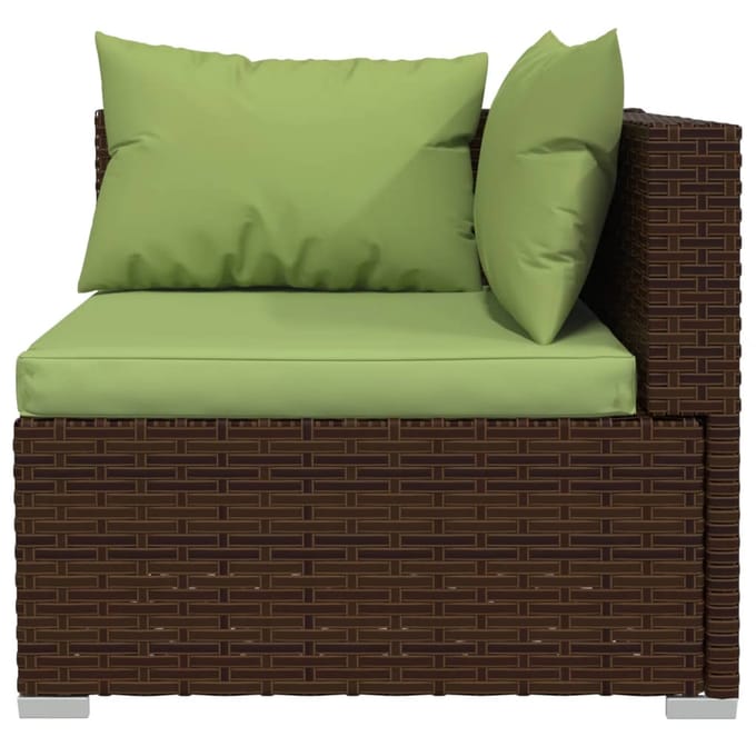 vidaXL - 7-delige - Loungeset - met - kussens - poly - rattan - bruin