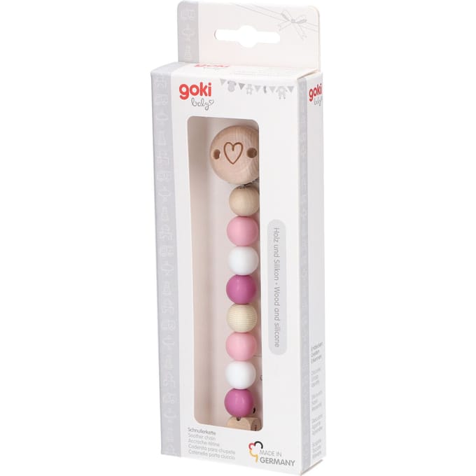 GOKI Fopspeenketting - Hart Roos - L21cm - Hout