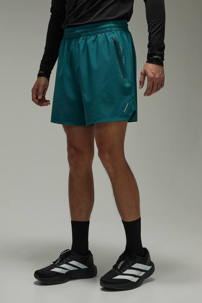 Hardloopshort Met Dubbele Tailleband 5 Inch Gewone Pasvorm | Teal | Size Small