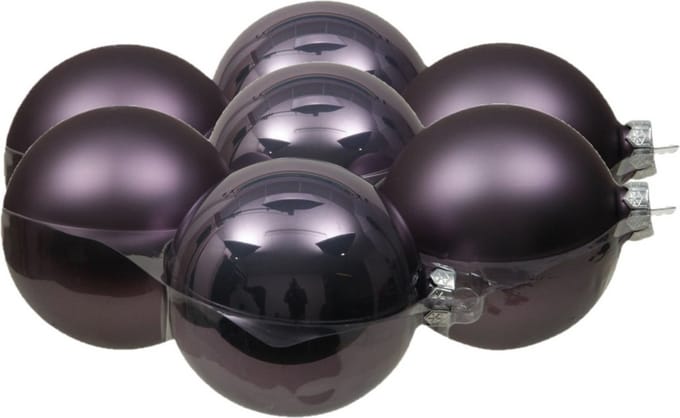 8x stuks kerstversiering kerstballen lila paars van glas - 10 cm - mat/glans - Kerstboomversiering